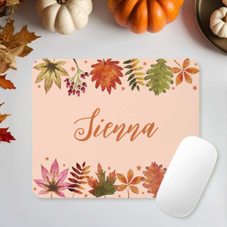 Herbstlaube im Herbst Wasserfarbe Name Mousepad