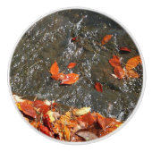 Herbstlaube im Wasserfall I Herbstfotografie Keramikknauf (Vorderseite)