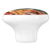 Herbstlaube im Wasserfall I Herbstfotografie Keramikknauf (Seitenansicht)