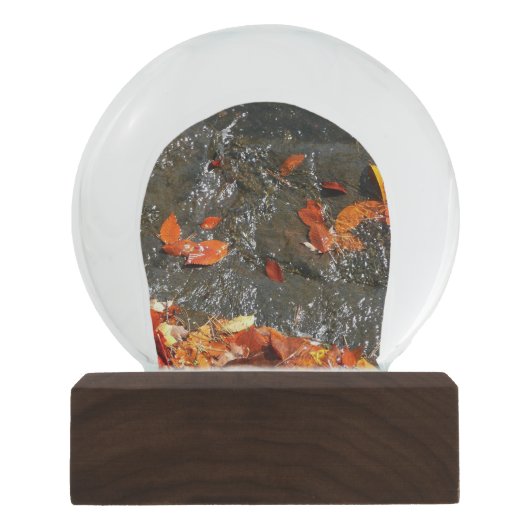 Herbstlaube im Wasserfall I Herbstfotografie Schneekugel (Vorderseite)