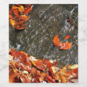 Herbstlaube im Wasserfall I Herbstfotografie Weinetikett (Einzelnes Label)