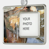 Herbstlaube im Wasserfall II Herbstfotografie Rahmen-Ornament Silber (Links)