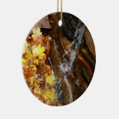 Herbstlaube im Wasserfall III Herbst Natur Keramik Ornament (Rechts)