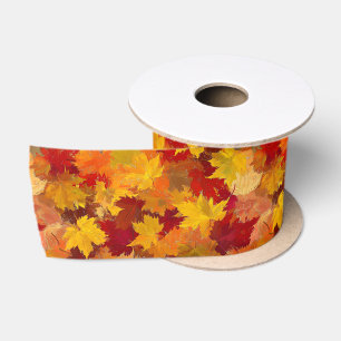Herbstlaube in Aquarellfarben - Vintages Herbstmus Satinband