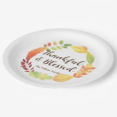 Herbstlaube in Aquarellfarben Wreath Herbst Ernted Pappteller (Schrägansicht)