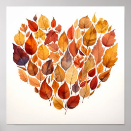 Herbstlaube in Herzdruckform Poster