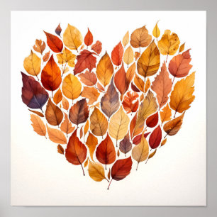 Herbstlaube in Herzdruckform Poster