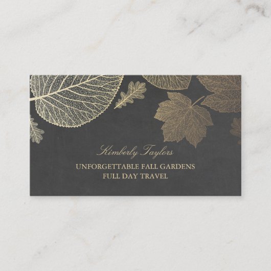 Herbstlaube mit Gold und Chalkboard Elegant Visitenkarte (Vorderseite)