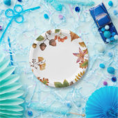 Herbstlaube mit Nuss und Ahorn Blätter Herbst   Pappteller (Party)