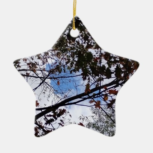 Herbstlaube mit Peeking Blue Sky Keramik Ornament (Vorne)