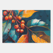 Herbstlaube Öl lackiert. Abstraktes Herbstblättern Geschenkpapier Set (Vorderseite 3)