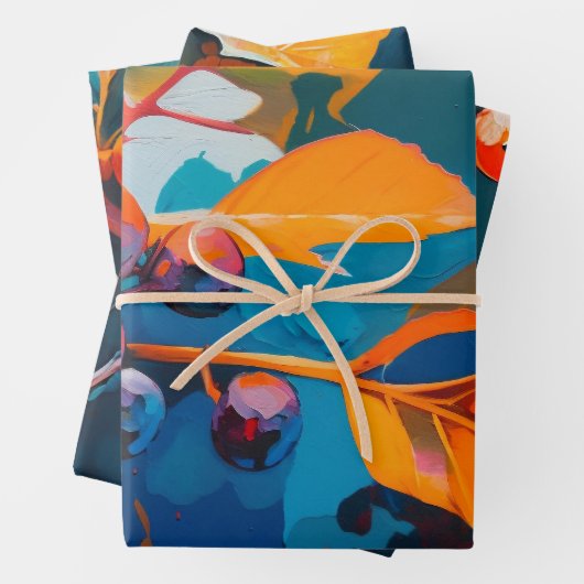 Herbstlaube Öl lackiert. Abstraktes Herbstblättern Geschenkpapier Set (Beispiel)