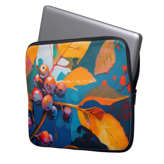 Herbstlaube Öl lackiert. Abstraktes Herbstblättern Laptopschutzhülle (Vorderseite Links)