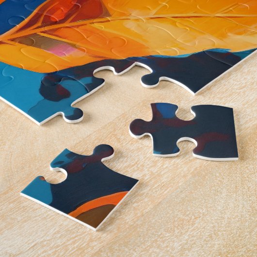 Herbstlaube Öl lackiert. Abstraktes Herbstblättern Puzzle (Seite)