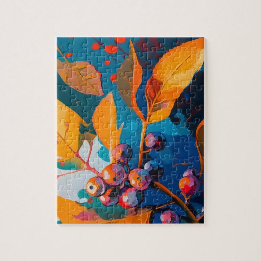 Herbstlaube Öl lackiert. Abstraktes Herbstblättern Puzzle (Vertikal)