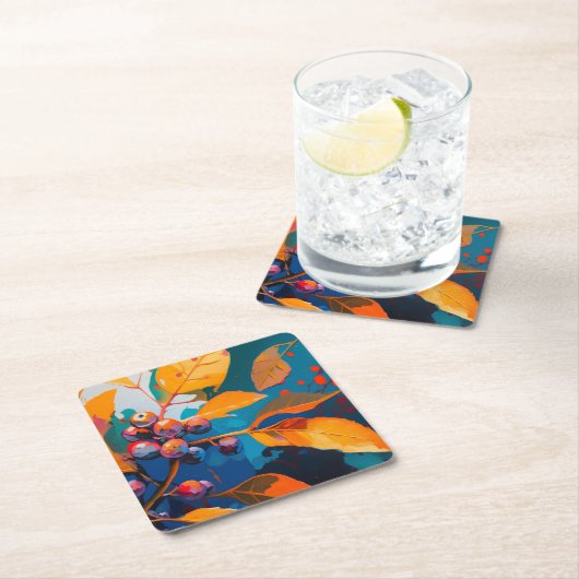 Herbstlaube Öl lackiert. Abstraktes Herbstblättern Rechteckiger Pappuntersetzer (Vor Ort)