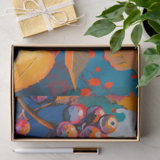 Herbstlaube Öl lackiert. Abstraktes Herbstblättern Seidenpapier (Geschenk)