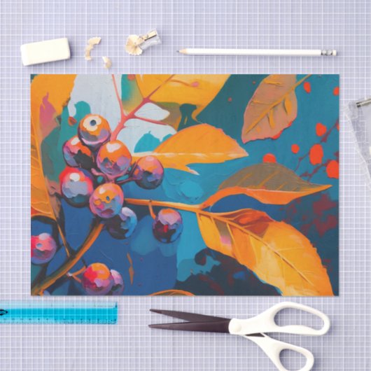 Herbstlaube Öl lackiert. Abstraktes Herbstblättern Seidenpapier (Handwerk)