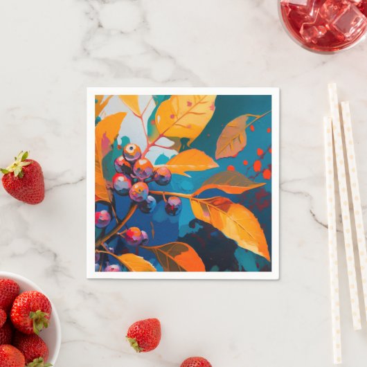 Herbstlaube Öl lackiert. Abstraktes Herbstblättern Serviette (Beispiel)