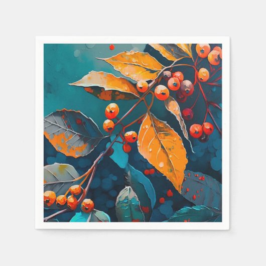 Herbstlaube Öl lackiert. Natur Herbstblätterung Serviette (Vorderseite)