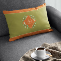 Herbstlaube Orange und Green Mit Monogramm