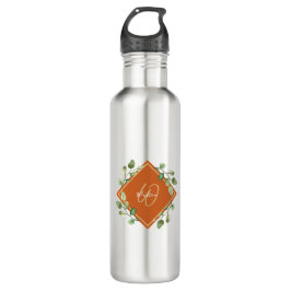 Herbstlaube Orange und Green Mit Monogramm Edelstahlflasche