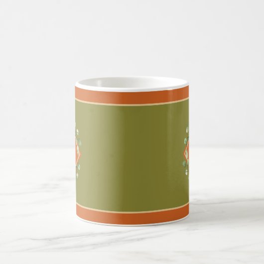 Herbstlaube Orange und Green Mit Monogramm Kaffeetasse (Mittel)