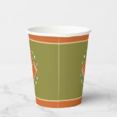 Herbstlaube Orange und Green Mit Monogramm Pappbecher (Rechts)