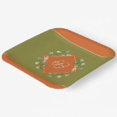 Herbstlaube Orange und Green Mit Monogramm Pappteller (Gewinkelt)