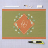 Herbstlaube Orange und Green Mit Monogramm Seidenpapier (Handwerk)