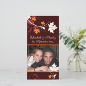 Herbstlaube Orangefarbene weiße Hochzeit Speichern Save The Date (Stehend Vorderseite)