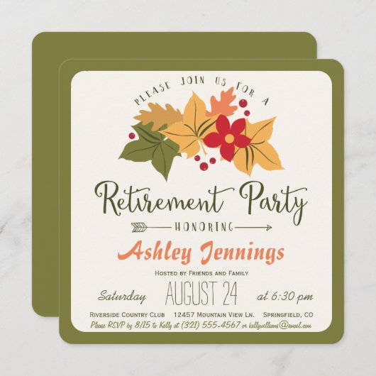 Herbstlaube, Party Einladung für Blume (Vorne/Hinten)