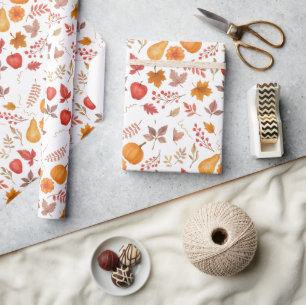 Herbstlaube, Pumpkins & gemütliche saisonale Desig Geschenkpapier