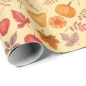 Herbstlaube, Pumpkins & gemütliche saisonale Desig Geschenkpapier (Rolleneckpunkt)