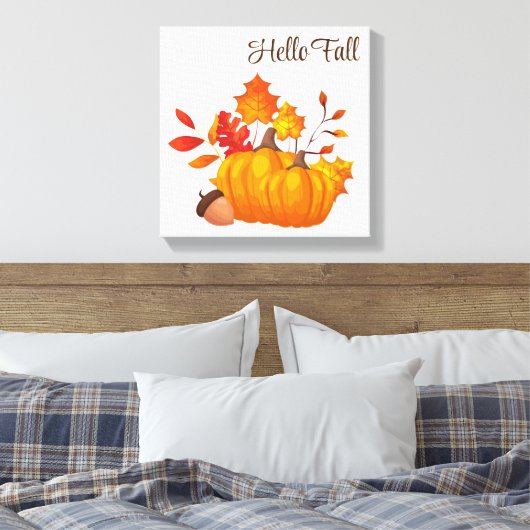 Herbstlaube Pumpkins überwundene Canvas Art Leinwanddruck (Insitu (Schlafzimmer))