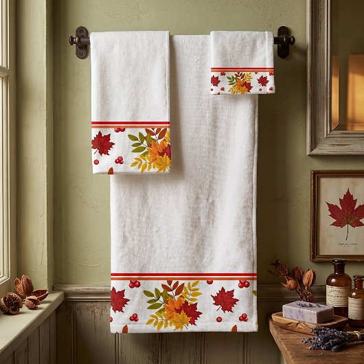 Herbstlaube und Beeren Badehandtuch Set