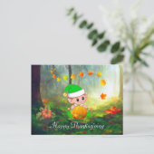 Herbstlaube und Niedlicher Elf Erntedank Postkarte (Stehend Vorderseite)