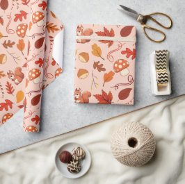 Herbstlaube und Pilze - Nahtloses Wrapping Papier Geschenkpapier
