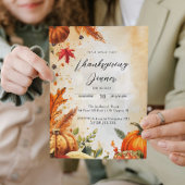 Herbstlaube und Pumpkins Erntedank Dinner Einladung