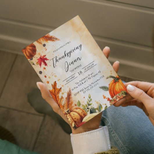 Herbstlaube und Pumpkins Erntedank Dinner Einladung