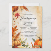 Herbstlaube und Pumpkins Erntedank Dinner Einladung (Vorderseite)