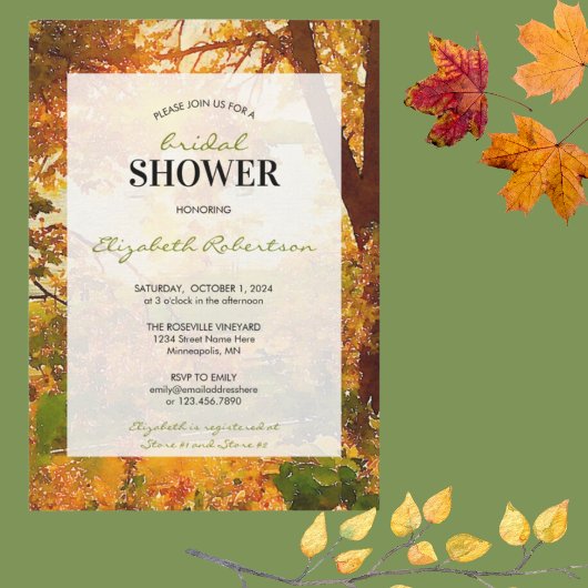 Herbstlaube und Sunshine-Brautparty Einladung