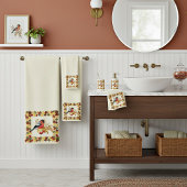 Herbstlaube und Vögel Badhandtuch Set