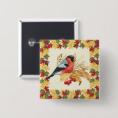 Herbstlaube und Vögel Button (Vorne & Hinten)