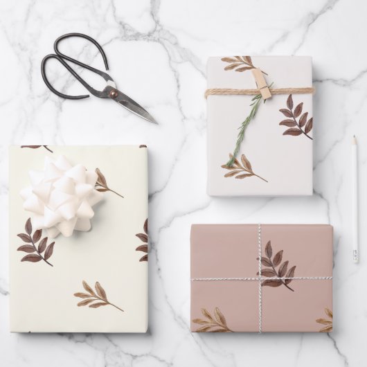 Herbstlaube Wasserfarbe Geschenkpapier Set (Vorderseite)