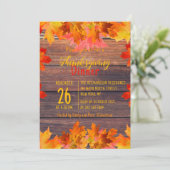 Herbstlaube zum Abendessen mit rustikalem Erntedan Einladung (Stehend Vorderseite)