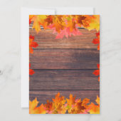 Herbstlaube zum Abendessen mit rustikalem Erntedan Einladung (Rückseite)