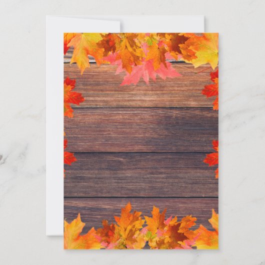 Herbstlaube zum Abendessen mit rustikalem Erntedan Einladung (Rückseite)
