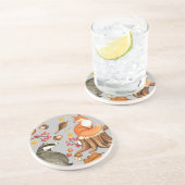 Herbstlaubs Badger & Fox Getränkeuntersetzer (Seite)