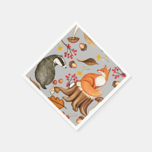 Herbstlaubs Badger & Fox Paper Party Serviette (Ecke)